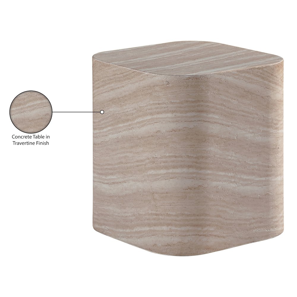 Vellon Travertine Concrete Indoor / Outdoor End / Side Table