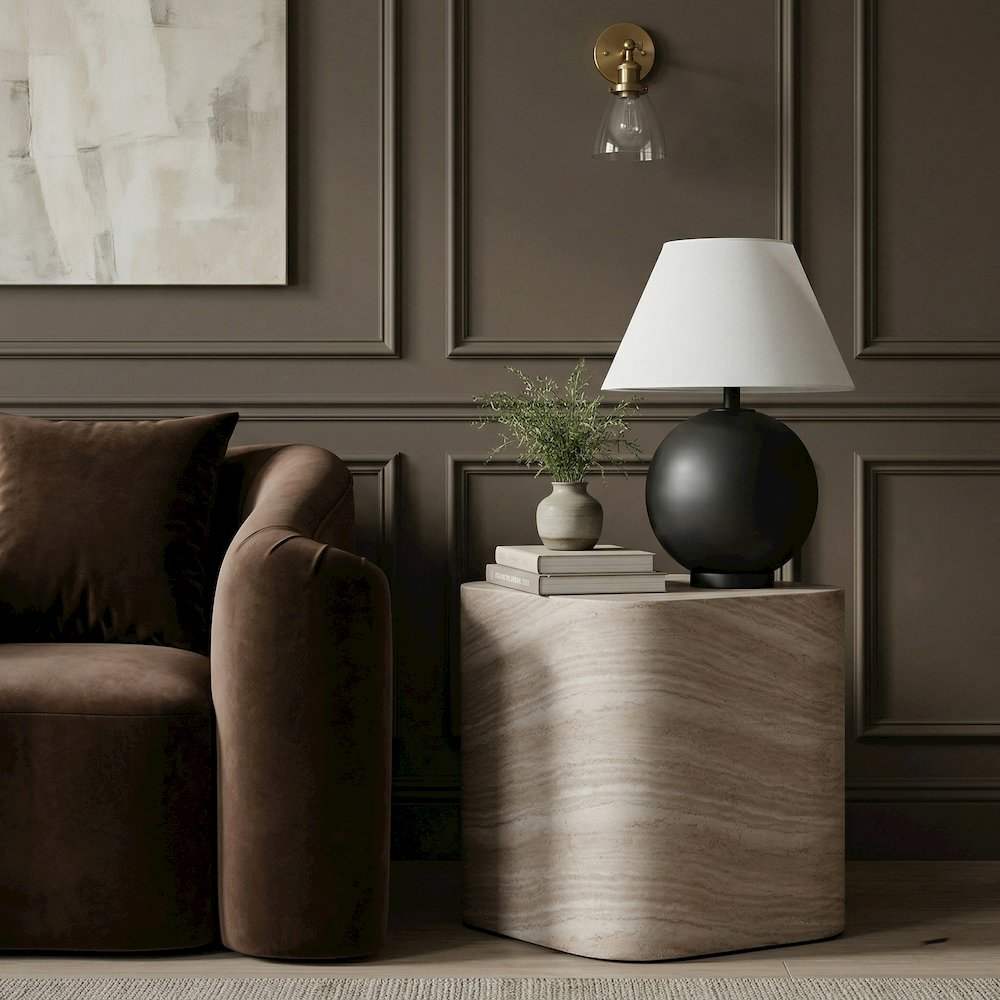 Vellon Travertine Concrete Indoor / Outdoor End / Side Table