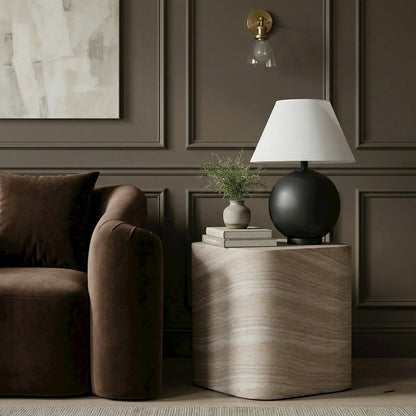 Vellon Travertine Concrete Indoor / Outdoor End / Side Table