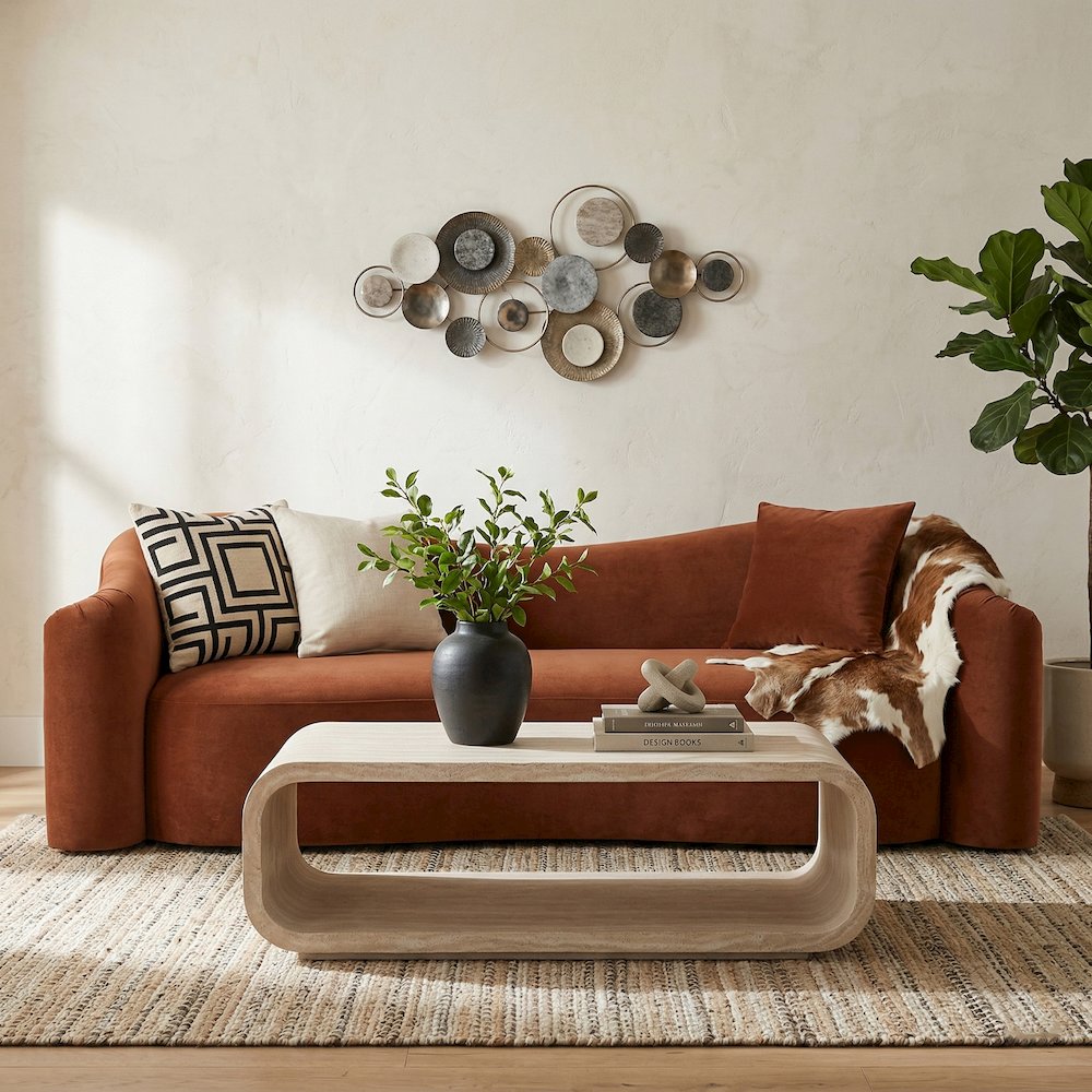 Calix Travertine Concrete Indoor / Outdoor Coffee Table