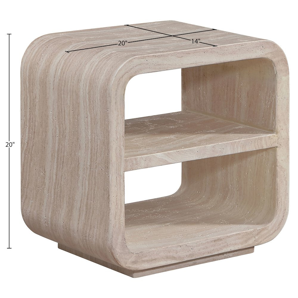 Calix Travertine Concrete Indoor / Outdoor End / Side Table