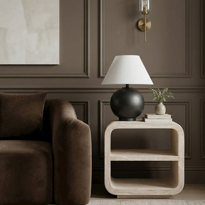 Calix Travertine Concrete Indoor / Outdoor End / Side Table