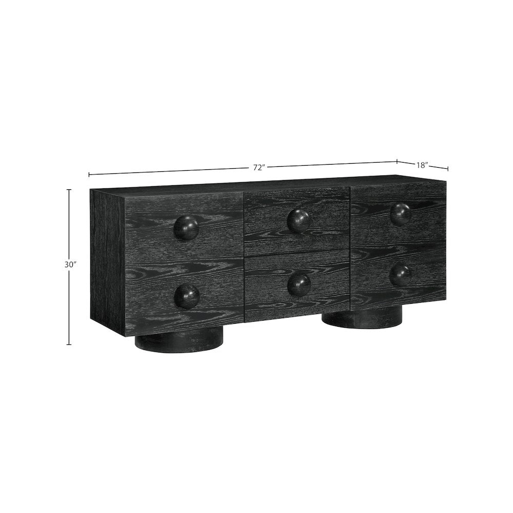 Bubble Black Rubberwood with Oak Veneer Sideboard/Buffet