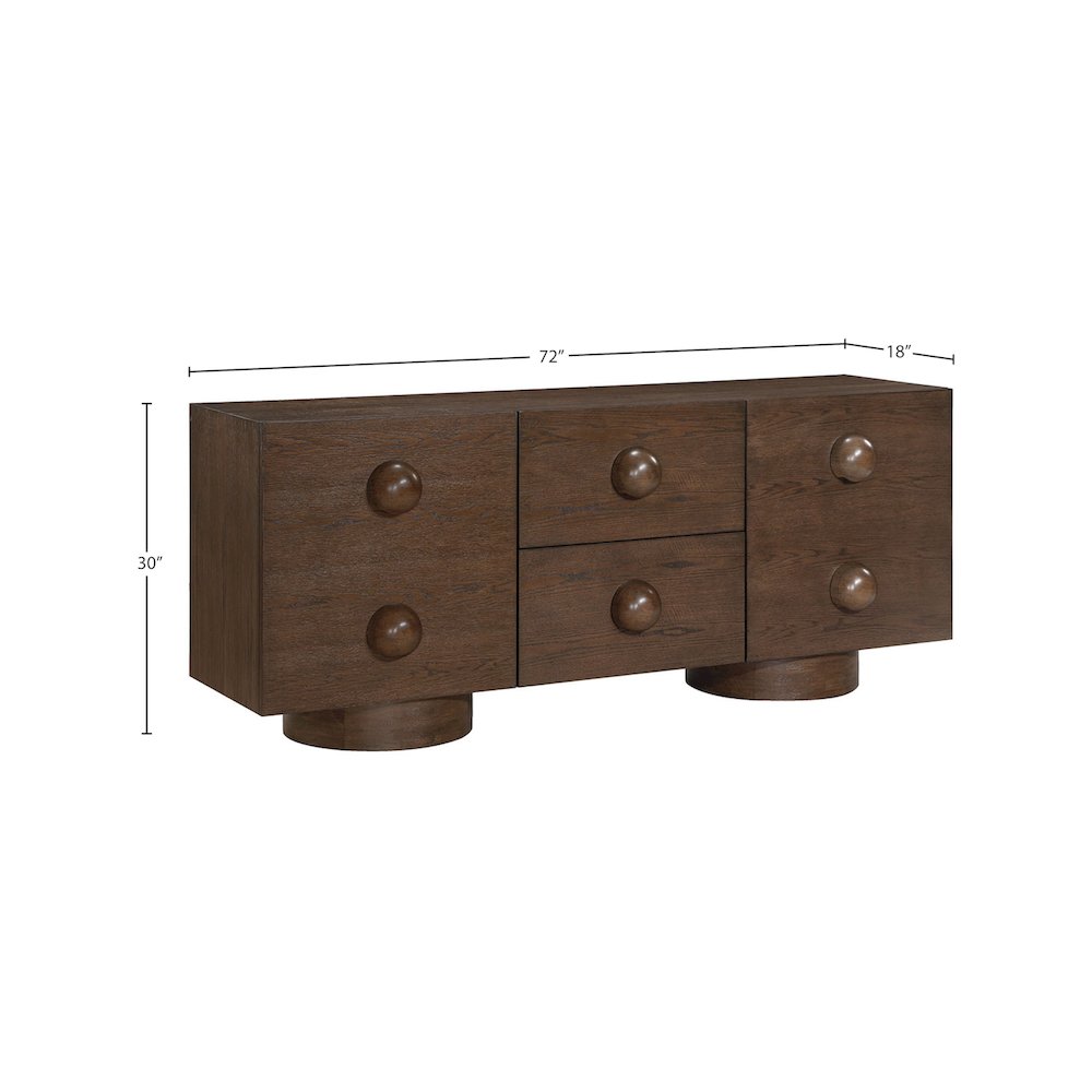 Bubble Brown Rubberwood with Oak Veneer Sideboard/Buffet