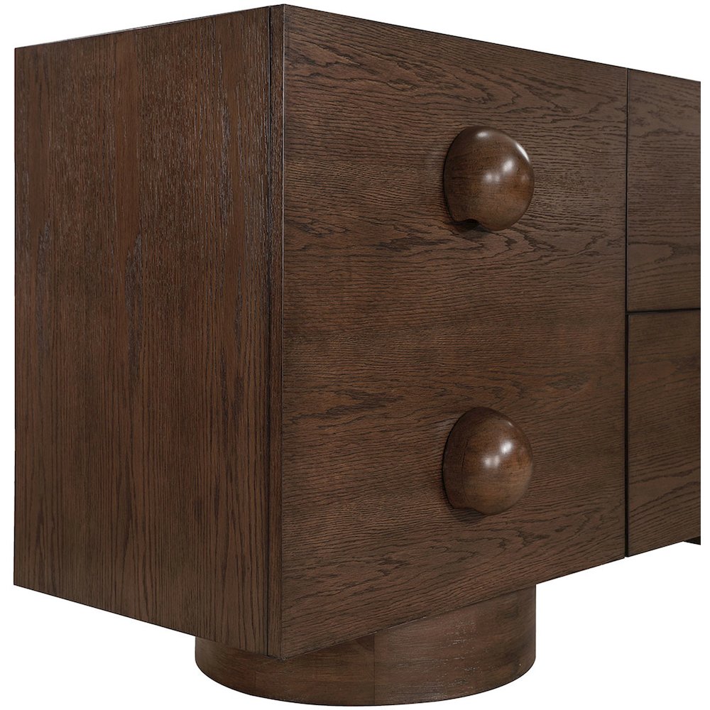 Bubble Brown Rubberwood with Oak Veneer Sideboard/Buffet