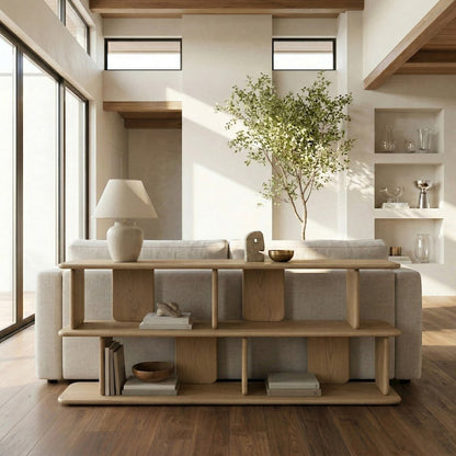 Nexa Natural Solid Wood And Oak Veneer Media Console