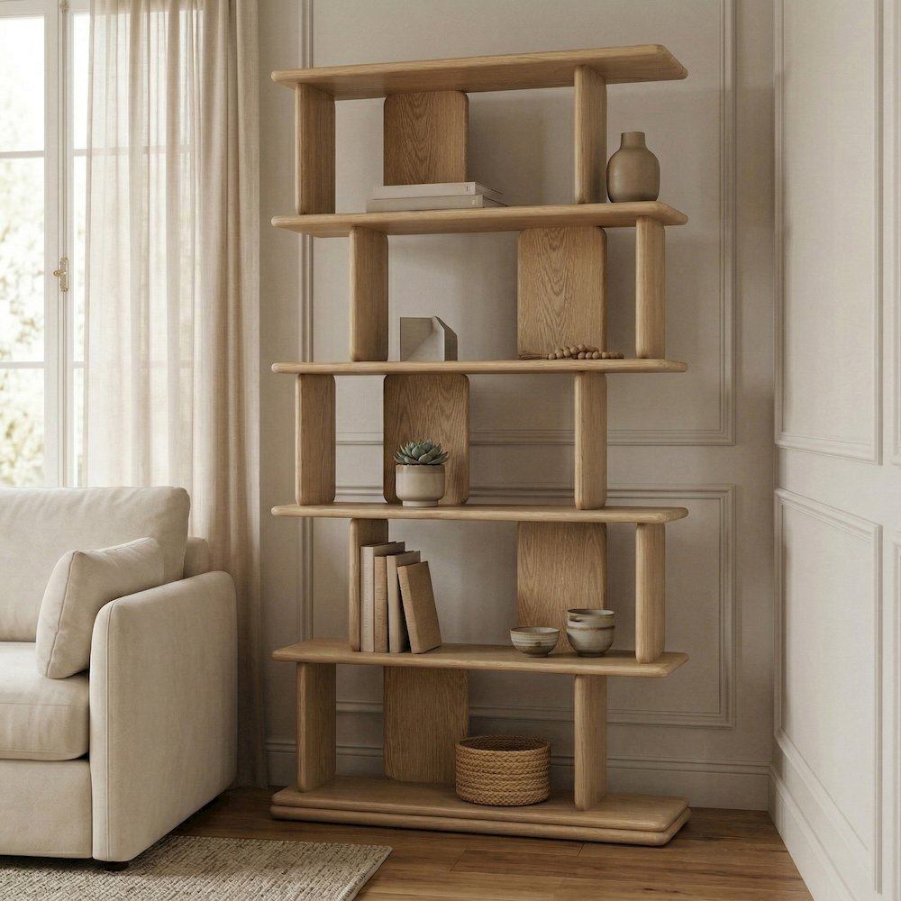 Nexa Natural Solid Wood And Oak Veneer Bookcase