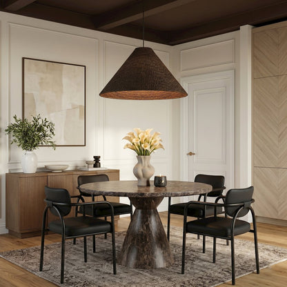 Serava Black Vegan Leather Upholstered Dining Chair, Set of 2