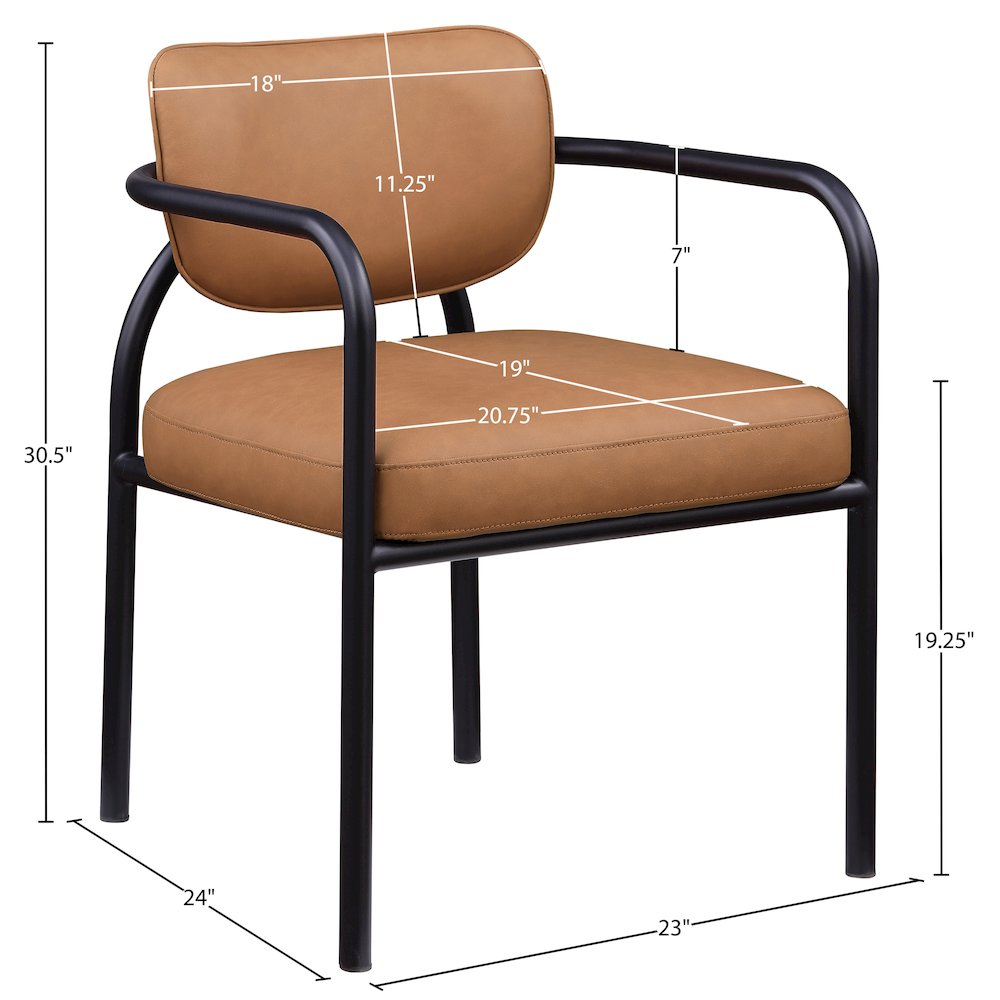 Serava Cognac Vegan Leather Upholstered Dining Chair, Set of 2