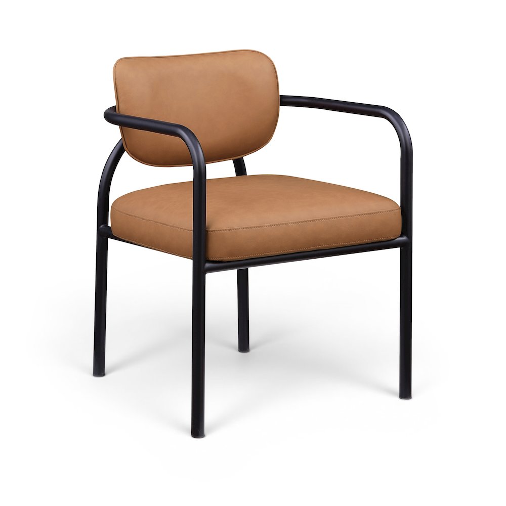 Serava Cognac Vegan Leather Upholstered Dining Chair, Set of 2