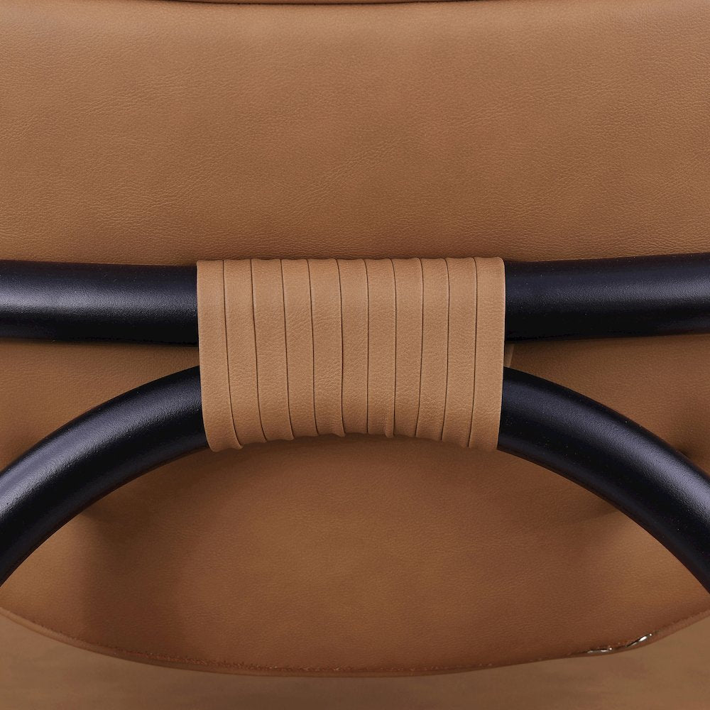 Serava Cognac Vegan Leather Upholstered Dining Chair, Set of 2