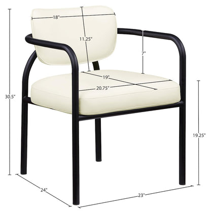 Serava Cream Vegan Leather Upholstered Dining Chair, Set of 2