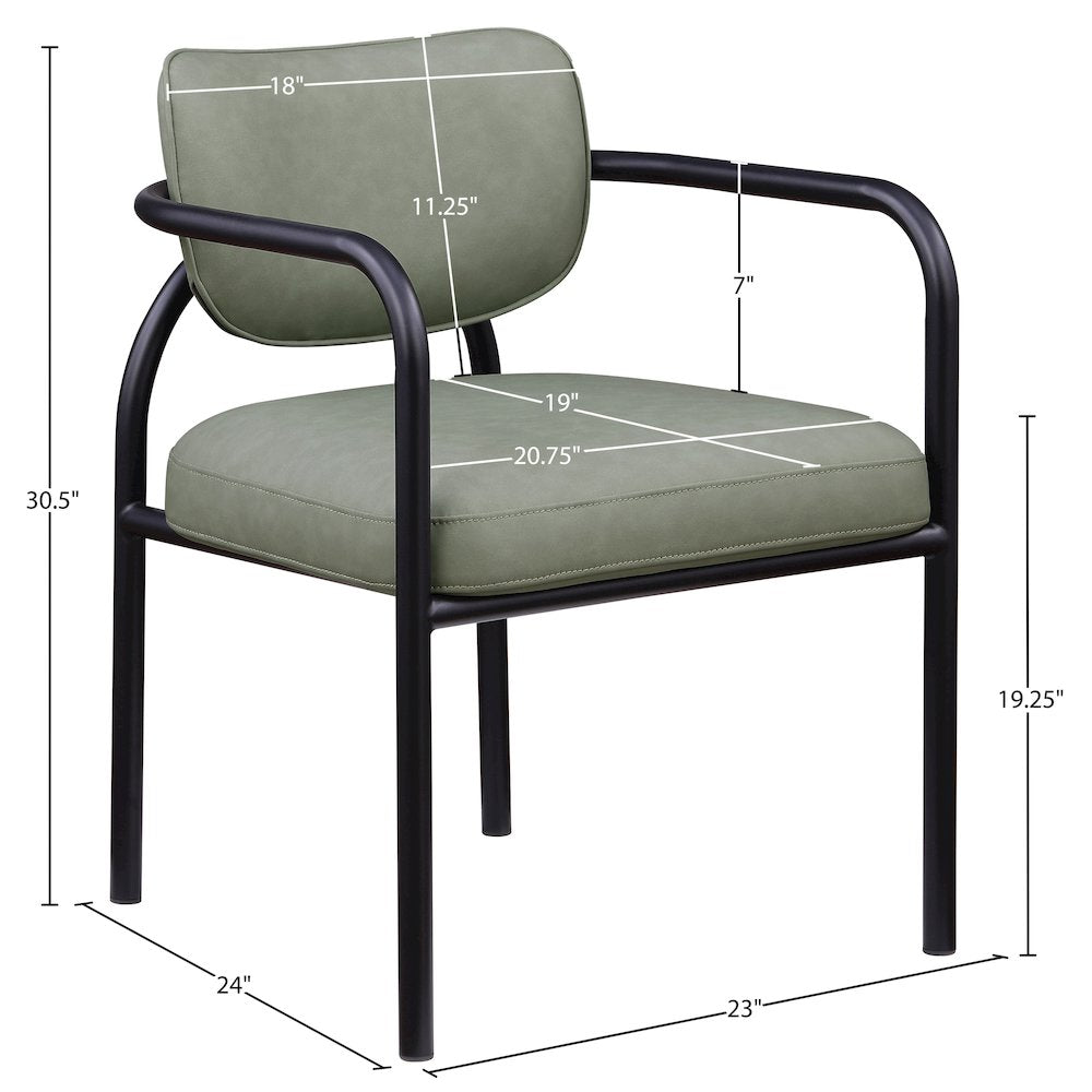 Serava Green Vegan Leather Upholstered Dining Chair, Set of 2