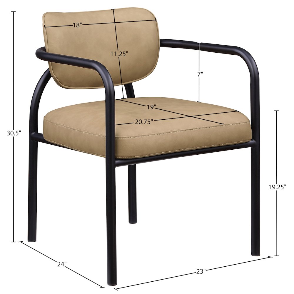 Serava Tan Vegan Leather Upholstered Dining Chair, Set of 2