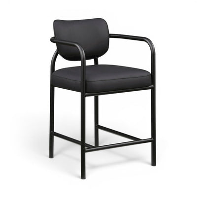 Serava Black Vegan Leather Upholstered Counter Stool