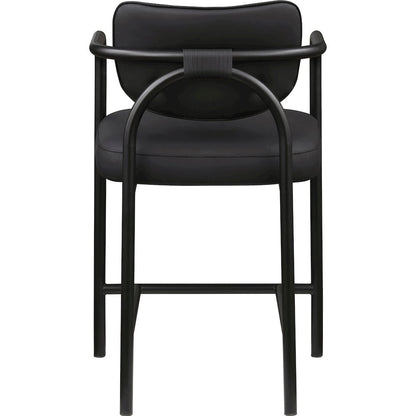 Serava Black Vegan Leather Upholstered Counter Stool