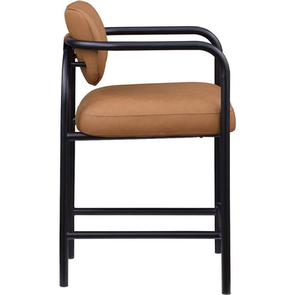 Serava Cognac Vegan Leather Upholstered Counter Stool