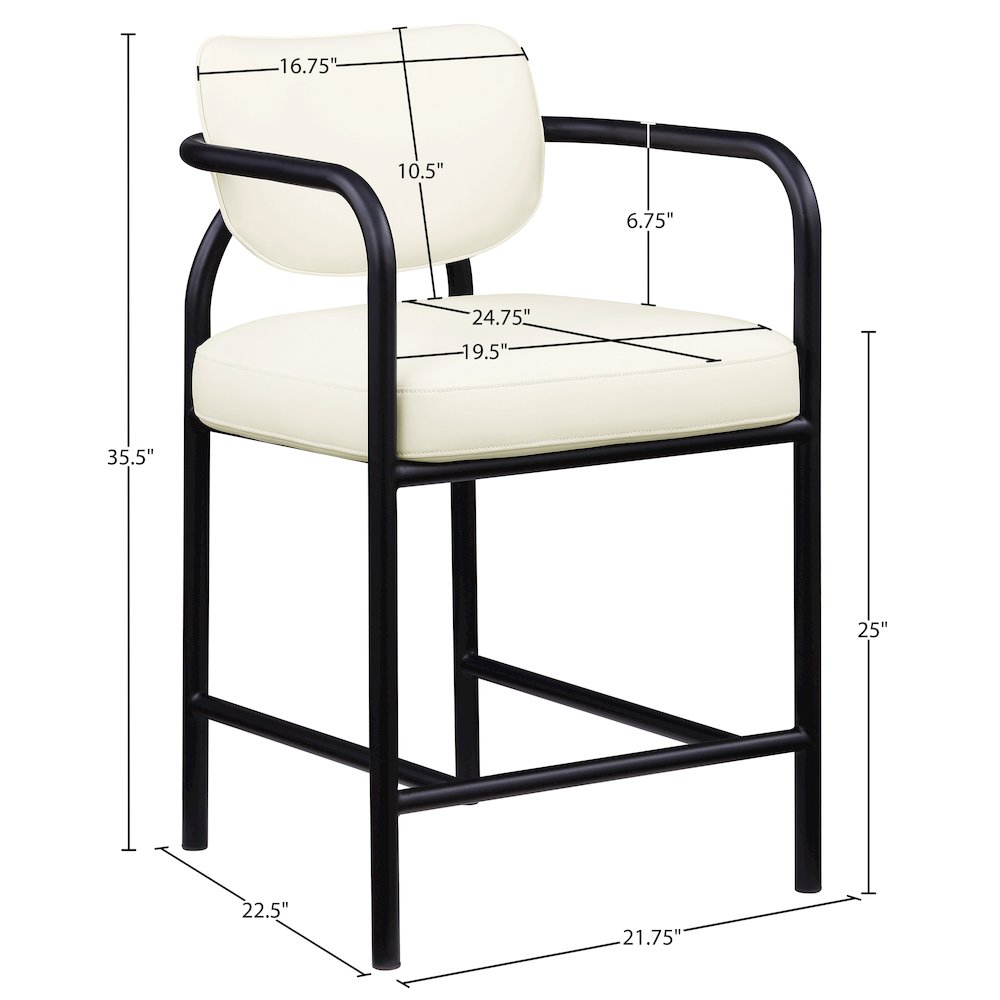 Serava Cream Vegan Leather Upholstered Counter Stool