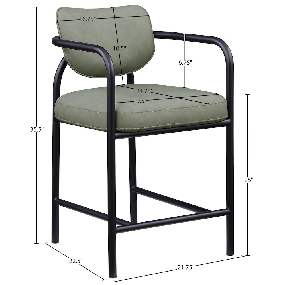 Serava Green Vegan Leather Upholstered Counter Stool