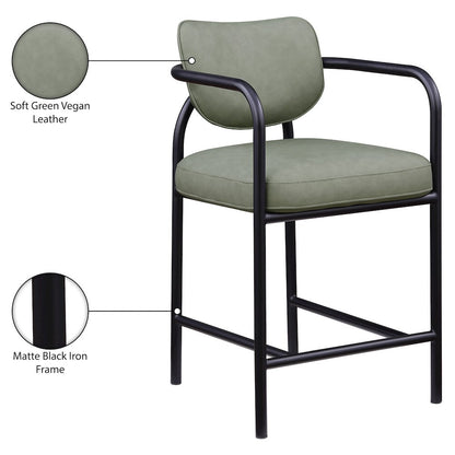 Serava Green Vegan Leather Upholstered Counter Stool