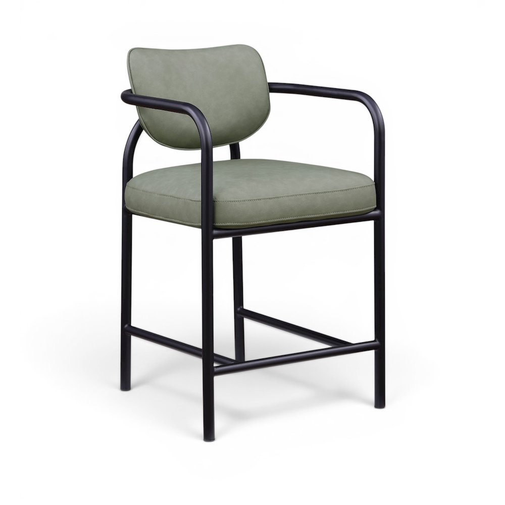 Serava Green Vegan Leather Upholstered Counter Stool