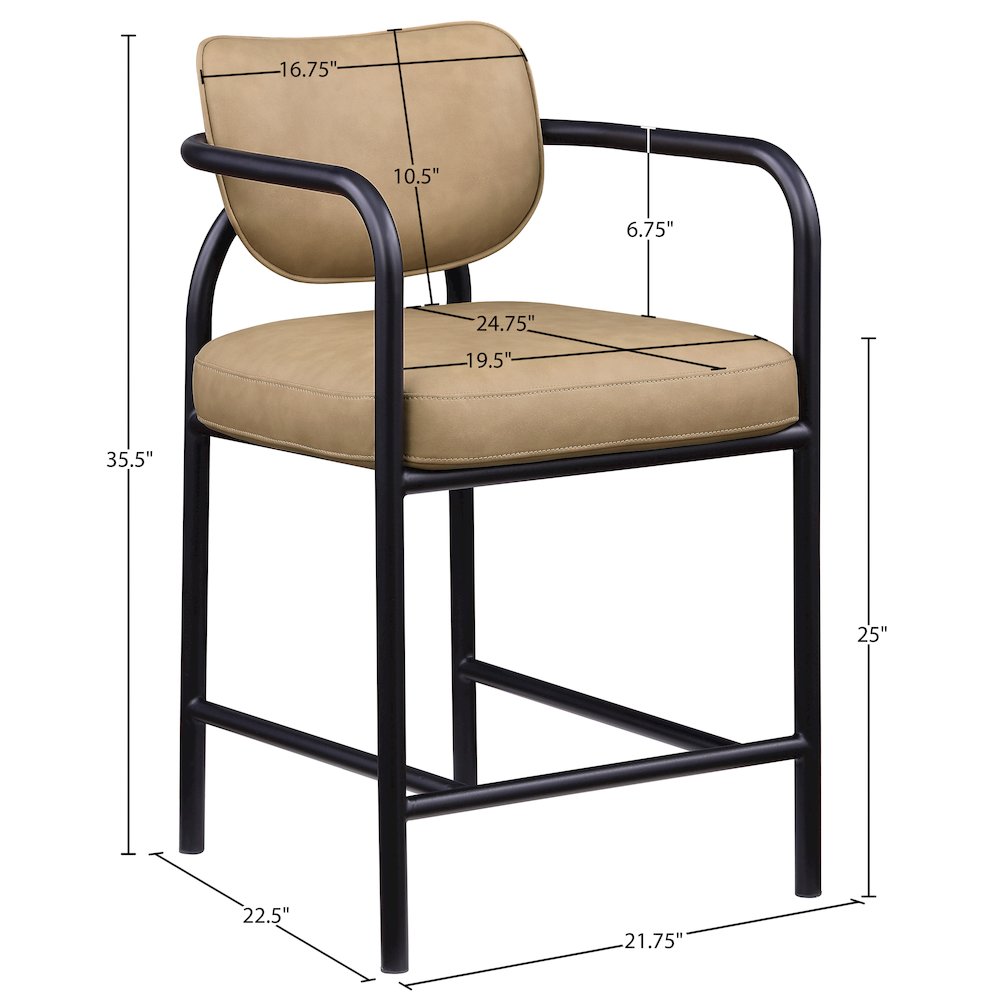 Serava Tan Vegan Leather Upholstered Counter Stool