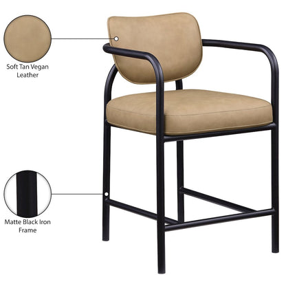 Serava Tan Vegan Leather Upholstered Counter Stool