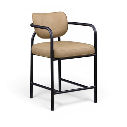 Serava Tan Vegan Leather Upholstered Counter Stool