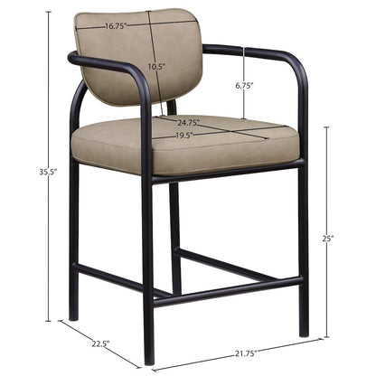 Serava Taupe Vegan Leather Upholstered Counter Stool