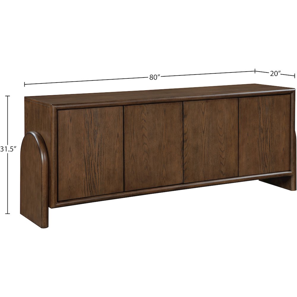 Elanor Brown Oak Veneer Rubberwood Sideboard/Buffet