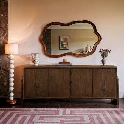 Elanor Brown Oak Veneer Rubberwood Sideboard/Buffet
