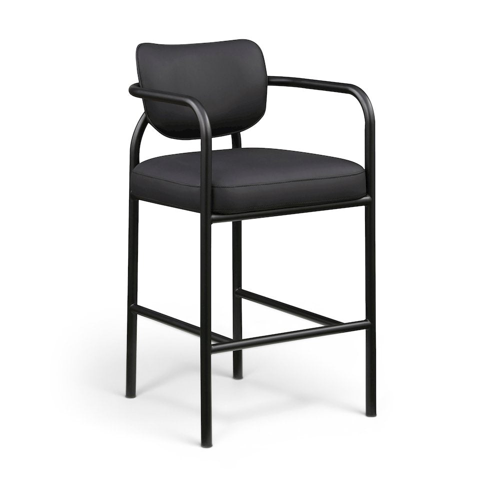Serava Black Vegan Leather Upholstered Bar Stool