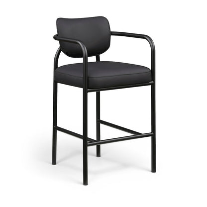 Serava Black Vegan Leather Upholstered Bar Stool