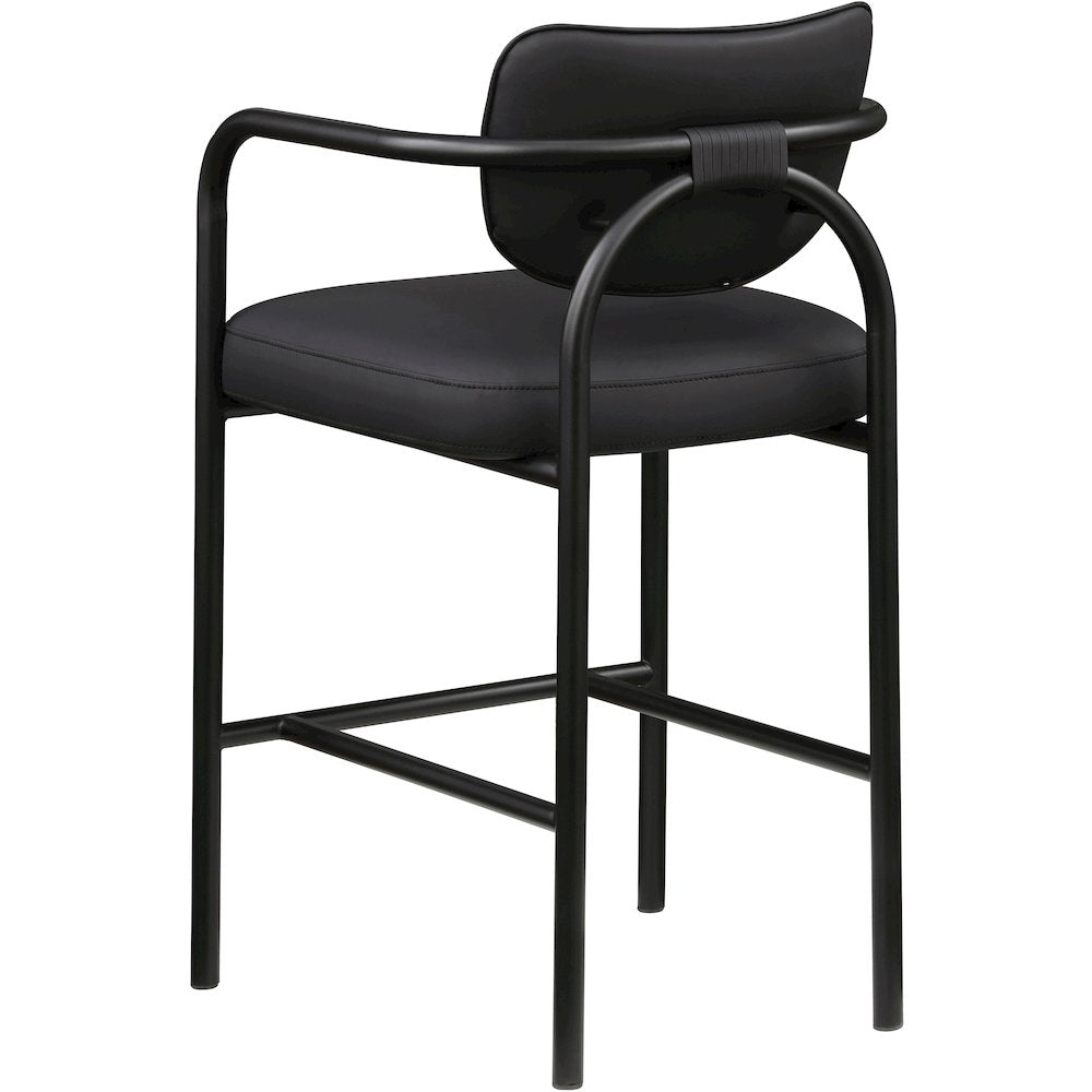Serava Black Vegan Leather Upholstered Bar Stool