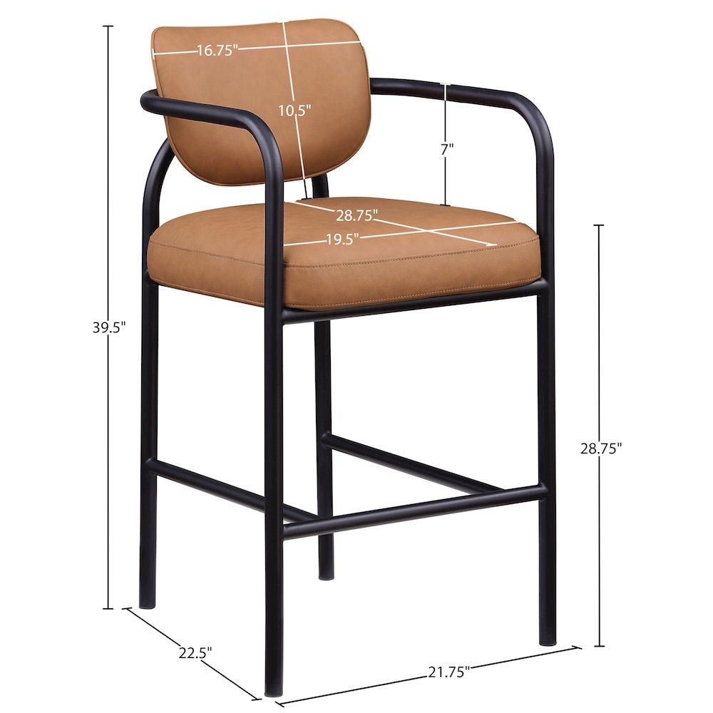 Serava Cognac Vegan Leather Upholstered Bar Stool