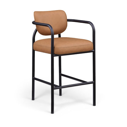 Serava Cognac Vegan Leather Upholstered Bar Stool