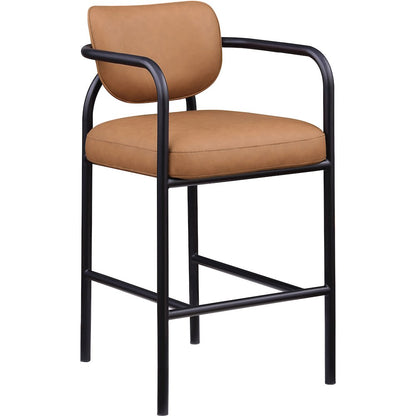 Serava Cognac Vegan Leather Upholstered Bar Stool