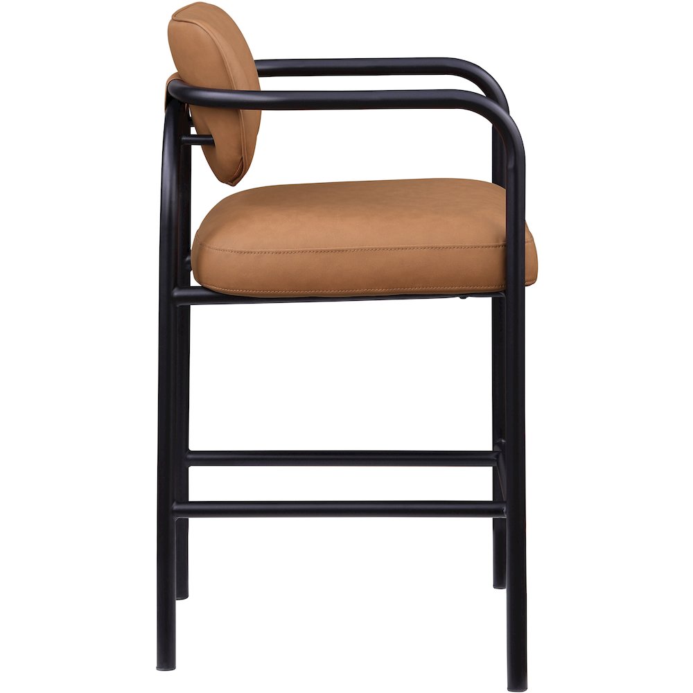 Serava Cognac Vegan Leather Upholstered Bar Stool