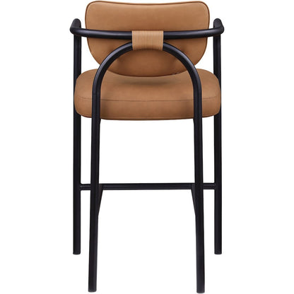 Serava Cognac Vegan Leather Upholstered Bar Stool