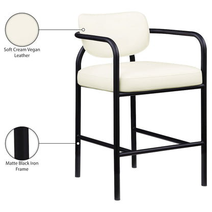 Serava Cream Vegan Leather Upholstered Bar Stool
