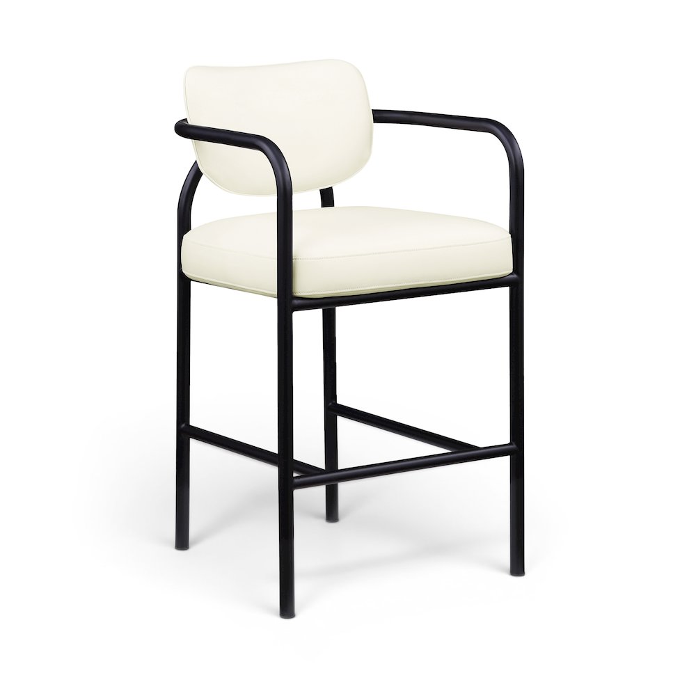 Serava Cream Vegan Leather Upholstered Bar Stool
