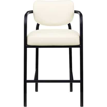 Serava Cream Vegan Leather Upholstered Bar Stool