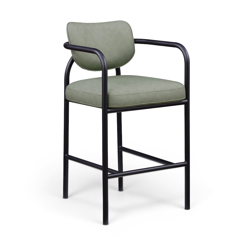 Serava Green Vegan Leather Upholstered Bar Stool