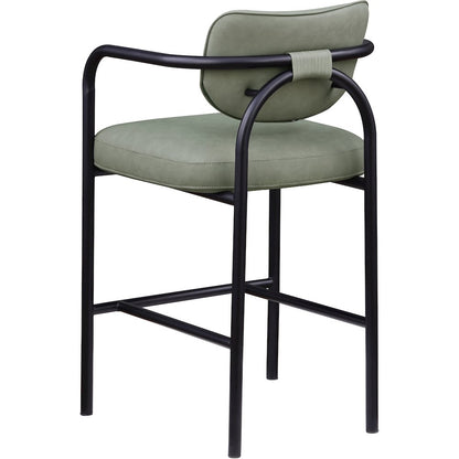 Serava Green Vegan Leather Upholstered Bar Stool