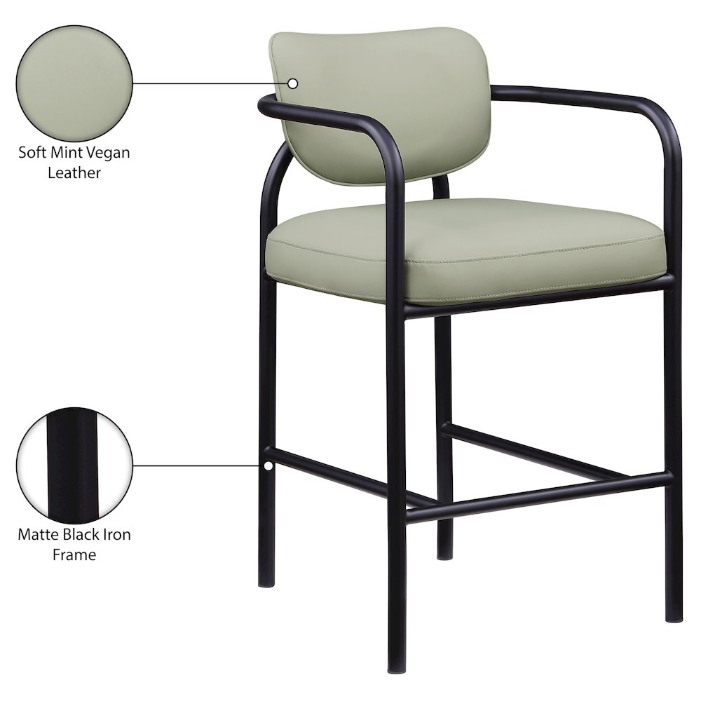 Serava Mint Vegan Leather Upholstered Bar Stool
