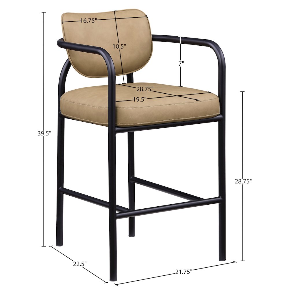 Serava Tan Vegan Leather Upholstered Bar Stool