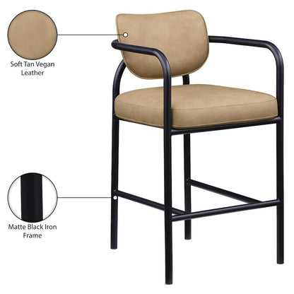 Serava Tan Vegan Leather Upholstered Bar Stool