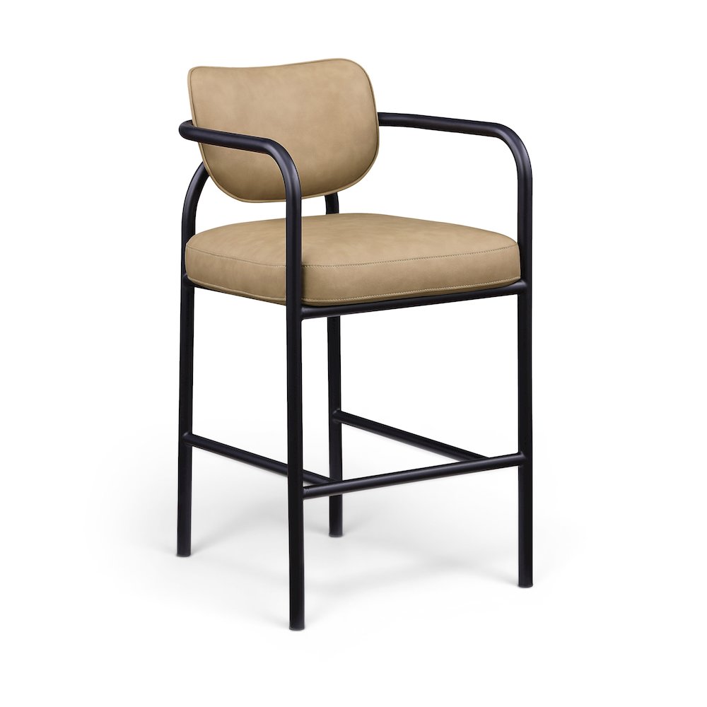 Serava Tan Vegan Leather Upholstered Bar Stool