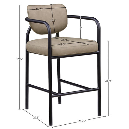Serava Taupe Vegan Leather Upholstered Bar Stool