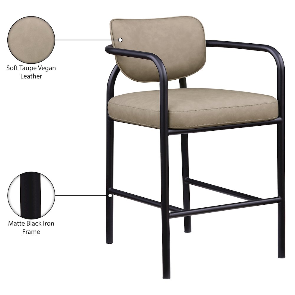 Serava Taupe Vegan Leather Upholstered Bar Stool